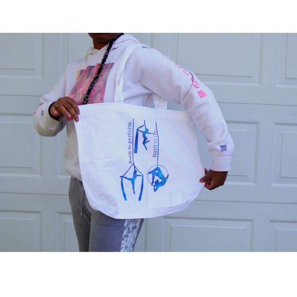 Aerial Arts Tote Bag Cotton Born to Perform Built to Fly Silks Lyra Circus Gift